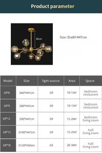Lámpara Colgante de Decoración para Interiores, Sala de Estar, Dormitorio, Restaurante, Iluminación Moderna de Metal para Hoteles, Villas, Lofts, Lámpara Colgante de Cristal - Product Image 6