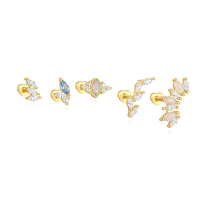 Pendientes Nuevos Chapados en Oro, Plata 925, con Zirconia Azul en Forma de Ojo, Pendientes de Una Sola Pieza para Niñas - Product Image 1