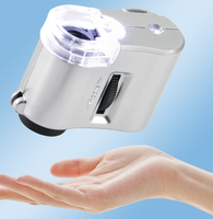 Lupa Iluminada 60X con Lámpara LED, Mini Microscopio de Bolsillo Portátil, Lupa de Joyero