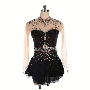 Robe de patinage artistique pour femmes, nouveau design, avec cristaux, en Spandex/Polyester, pour le patinage sur <span class=keywords><strong>glace</strong></span> et la gymnastique - Product Image 1