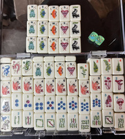 Juego de Fichas de Mahjong Americanas de Acrílico Pintadas a Mano y Grabadas con Diseño de Lujo: Zorro, Oso, Hongo, Flora y Fauna, 160 Piezas, Ecológico, Envío Inmediato