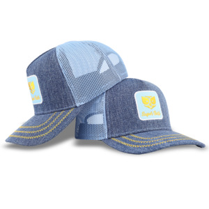 Casquette en jean brodée à 5 panneaux TCAP China Custom, respirante, style trucker - Product Image 1