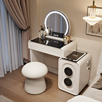 Meilleures ventes : Coiffeuse moderne en pin européen, extensible, durable, avec miroir éclairé et grand rangement, design élégant