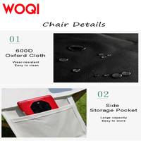 WOQI Mobilier d'extérieur pliable Chaise de camping Ensemble de table Portable Camping Barbecue Table et chaise Ensemble Plage Tourisme Chaise de salle à manger
