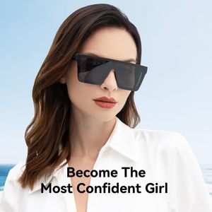 Square Oversized <b>Sunglasses</b> for Women Men Trendy Fashion Flat Top Big <b>Black</b> Frame Shades <b>Black</b> Clothing, Shoes & Jewelry - Product Image 3