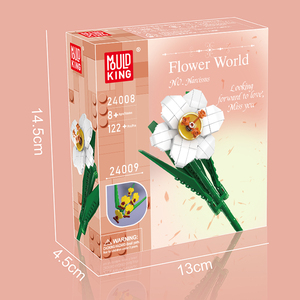 MOULD <span class=keywords><strong>KING</strong></span>-Ensemble de jouets pour filles, briques décoratives de fleurs créatives, <span class=keywords><strong>jouet</strong></span> de jardin, Narcisse, DIY, 24008 - Product Image 6
