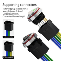 Interrupteur à bascule LANBOO, mini-interrupteur à bascule 7 A, 4 broches, argent, noir, vert + connecteur avec LED, 220 V, chromé, 16 mm, pour panneau.