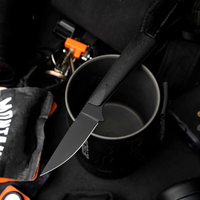 Couteau à lame droite en acier inoxydable, lame noire, manche G10, couteau de survie, de chasse et de camping avec étui K