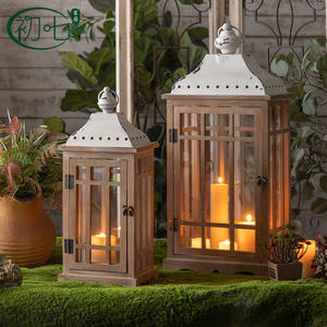 Farol de Madera Chuqi para Decoración del Hogar, Portavelas Cuadrado para Exteriores, Decoración para Bodas, Resistente al Viento y a la Lluvia, Farol de Vidrio - Product Image 1