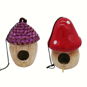 Giardino cortile a forma di fungo appesa in ceramica <span class=keywords><strong>bird</strong></span> house <span class=keywords><strong>Bird</strong></span> <span class=keywords><strong>bird</strong></span> <span class=keywords><strong>nest</strong></span> Villa all'aperto balcone giardino paesaggio albero decorazione ciondolo - Product Image 1