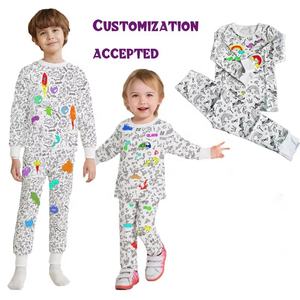 2026 Neue Individuelle Baumwoll-Marker DIY Kinder-Pyjamas zum Ausmalen Graffiti-Schlafanzug Weiße Pyjamas zum Ausmalen für Kinder - Product Image 1