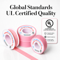 Ruban d'étanchéité en PTFE rose certifié UL, 12 mm x 0,1 mm x 10 m, ruban de plombier haute densité pour applications industrielles et plomberie