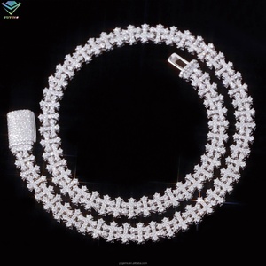 Collier croix hip-hop, chaîne en diamant moissanite de 12 mm, chaîne cubaine en argent sterling S925 pour hommes et femmes - Product Image 3