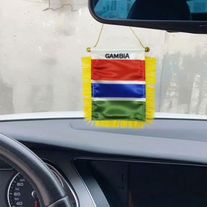 ธงซาตินกัมเบียแบบกำหนดเอง ธงติดรถยนต์ขนาดเล็ก พร้อมพู่สีเหลือง - Product Image 2