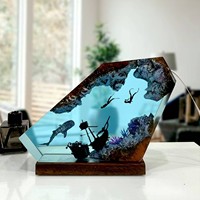 Lampe de table décorative moderne 2026 au design créatif en résine époxy LED, veilleuse cadeau, plongeur bleu, baleine, pour la maison