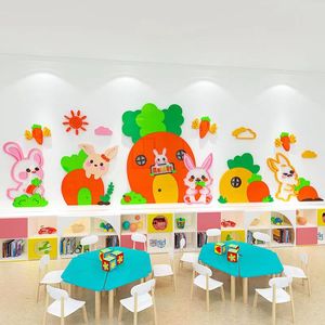 Autocollants muraux en acrylique 3D d'animaux de dessin animé, <span class=keywords><strong>décoration</strong></span> de fond de chambre d'enfant, aménagement de la salle de <span class=keywords><strong>classe</strong></span>, formation en <span class=keywords><strong>maternelle</strong></span> - Product Image 3