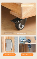 Planche de bois en caoutchouc de luxe verre trempé roue universelle vitrine de ménage pour animaux de compagnie maison de chat mobile Villa salle d'élevage Cage