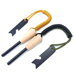 Multi Functional Fire Starter Magnesium Rod Wooden Handle Paracord Braided Camping Tool Outdoor Survival Equipment - Product Image 3