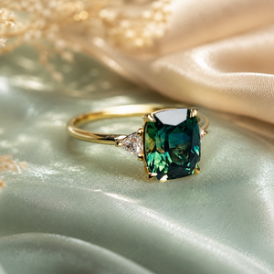 Anello con Pietra Verde per Donne, Gioiello da Dito Vintage Elegante, Accessorio di Moda Quotidiana - Product Image 2