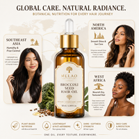 Serum Rambut Minyak Biji Brokoli Label Pribadi dengan Vitamin E untuk Perlindungan dari Panas Matahari, Ujung Rambut Kering, Ringan, dan Cepat Menyerap