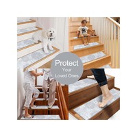 15pcs Non-Slip Self-Adhesive Grey Carpet Stair Treads 8"x30" Peel Stick Runner Modern Geometric Area Rugs Set Machine Made