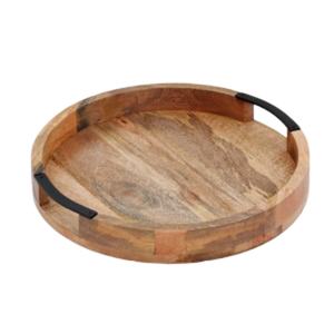 Plateau rond en bois d'acacia de qualité naturelle pour servir des collations, des noix, des amuse-gueules, plat en bois pour les fêtes - Product Image 1