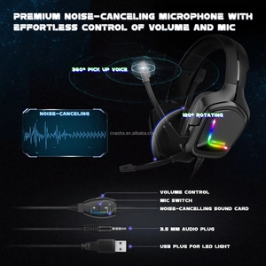 Audífonos para Juegos <span class=keywords><strong>Onikuma</strong></span> <span class=keywords><strong>K20</strong></span> con Micrófonos RGB con Reducción de Ruido Envolvente de 3.5mm, AAC, Resistentes al Agua IPX-4 para Laptop, PC y Tablet - Product Image 5
