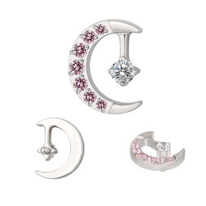 Juego de CNC de titanio G23 para Piercing en el cuerpo Moon CZ Center 16G Labret roscado internamente Helix Earring Zircon Bodas Compromisos - Product Image 2