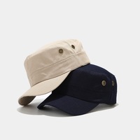 Gorra plana unisex de algodón de 5 paneles estilo cadete - Gorra de lujo étnica ajustable estilo patrulla con ojales transpirables y visera solar para exteriores