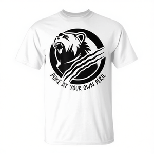 T-shirt Angry Bear Claw avec motif « Poke At Your Own Peril », blanc, pour homme, promotionnel - Product Image 3