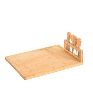 Planche à fromage en bambou avec couteaux, planche à découper multifonctionnelle pour fruits, pain, légumes, charcuterie, plateau à pizza - Product Image 1