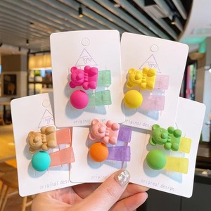 Free shipping on <b>cute</b> colorful bean <b>bear</b> children's hair clips, adorable hair clips for baby girls, princess side clips, bangs - Product Image 1