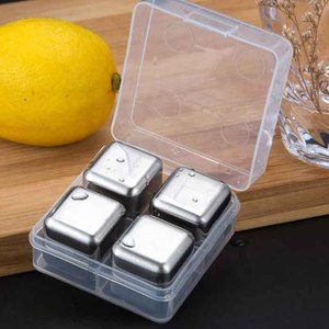 Cubos de hielo de acero inoxidable 304 Juego de sarro congelado de grado alimenticio Cubos de hielo de metal Piedras de whisky de <span class=keywords><strong>vino</strong></span> tinto - Product Image 5
