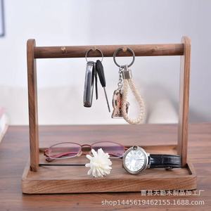 Solid wood key holder, storage ornament, entryway <b>desktop</b> <b>shelf</b>, jewelry hook, key tray ornament. - Product Image 4
