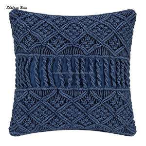 Housse de coussin de canapé en macramé, housse de coussin ethnique pliable bohème, housse de coussin en coton macramé, Inde - Product Image 3