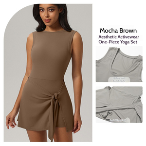 Ensemble 2 pièces pour femme : Jupe de sport taille haute amincissante à bretelles croisées, respirante et à séchage rapide, pour yoga, fitness, tennis, course à pied et gym, avec détails sur le devant - Product Image 5
