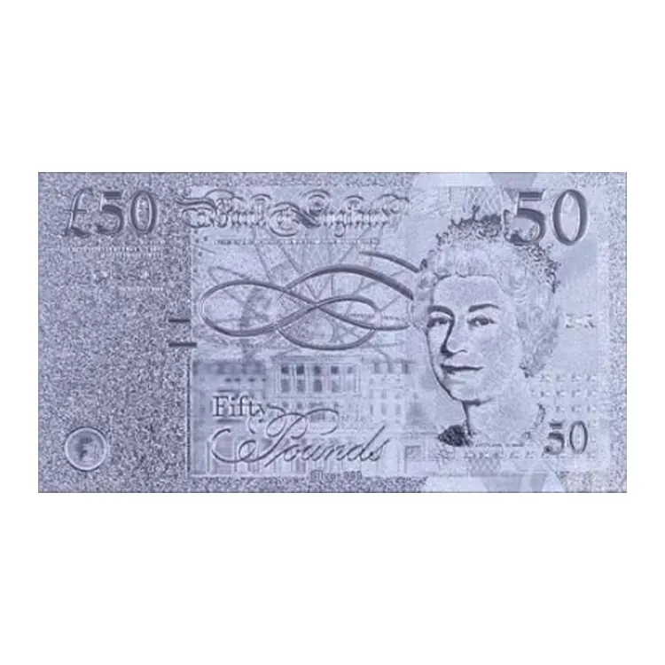 Wr Puro Argento Britannico 5-50 Nota Carta Set 4 pz Pound Banconota Da Collezione Artigianato D'arte