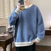Pull-over homme col rond, style hiver, ample et épais, chaud, pour jeunes et étudiants, tendance mode.