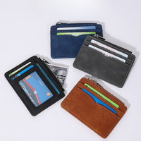 Dompet Kulit PU Ultra Tipis 5 Slot Tempat Kartu Slim Tempat Kartu Kredit Bank Mini Dompet Koin Pria Bisnis Tempat Kartu Identitas Kecil