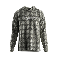 Chemise de pêche pour homme à séchage rapide avec protection solaire UPF 50, design personnalisé, respirabilité élevée, motif peau de serpent taupe ventilé, avec capuche