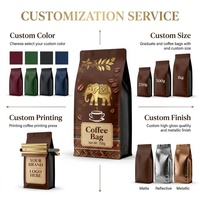 Sacs à café personnalisés avec logo recyclable en kraft, scellés sur huit côtés, pour café, boulangerie, 250g, 500g, 12oz, emballage pour café