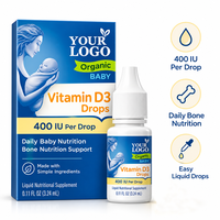 Gouttes de Vitamine D3 pour Bébé OEM, Cholecalciférol Liquide, Complément Nutritionnel, Marque Privée, Gouttes pour Nourrissons, Formules de Fabricant en Gros