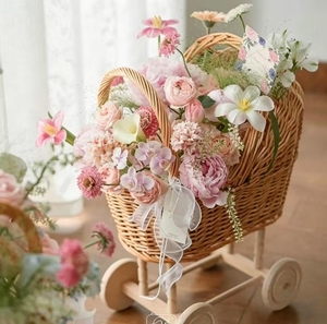 Cesta de Mimbre Hecha a Mano para Bebé, Cochecito, Decoración de Mimbre, Cesta de Almacenamiento, <span class=keywords><strong>Cuna</strong></span>, Decoración para Habitación Infantil, Mimbre - Product Image 4