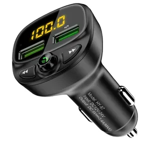 FLOVEME — chargeur rapide de voiture 3,4 a, transmetteur Fm, double USB, pour téléphone portable, charge rapide, carte MP3 TF, Kit musique