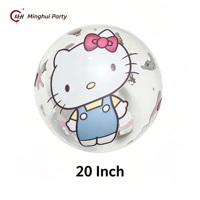 Vente en gros de ballons transparents en hélium réutilisables de 20 pouces avec motif de dessin animé Bobo Ball pour la décoration de fête d'anniversaire des enfants