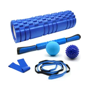 Best Blue Fascia Massage yoga kit Myofascial release tool fascia roller set massage ball strap 45cm foam roller mobility set