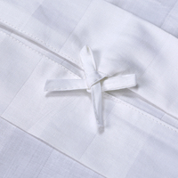 Ensemble de draps de lit rayés blancs 100 % coton, taille simple, pour hôpital/médical/hôtel, 4 pièces, 300 fils/cm², pour mariages