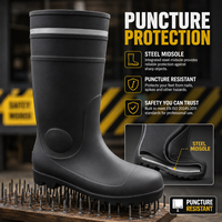 Bottes de sécurité imperméables en PVC CE avec embout et semelle intermédiaire en acier anti-perforation