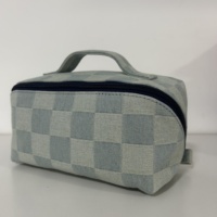 Trousse de Toilette Femme en Toile Imperméable Personnalisable avec Logo, Fermeture Éclair, Poignée Souple, Idéale Voyage, Compatible Sac de Voyage