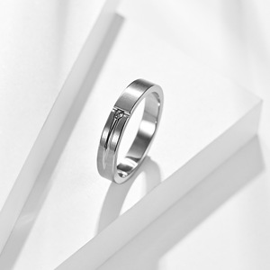 yunnique style minimalist light luxury T-shaped diamond-encrusted titanium steel trendy ring for singles with a coo - Product Image 3
